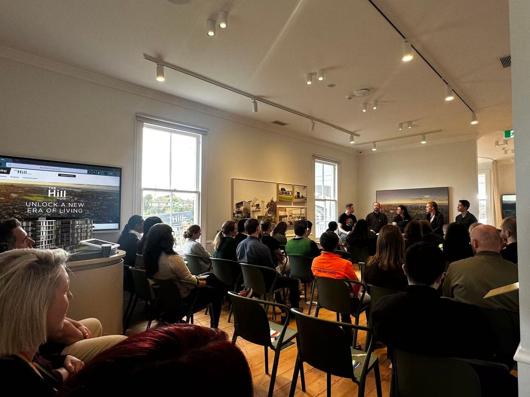 Fletcher Living team presenting The Hill development to an audience