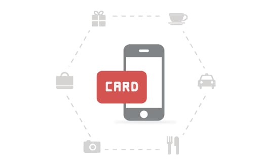 UnionPay International illustration of a payment card connected to everyday spending categories